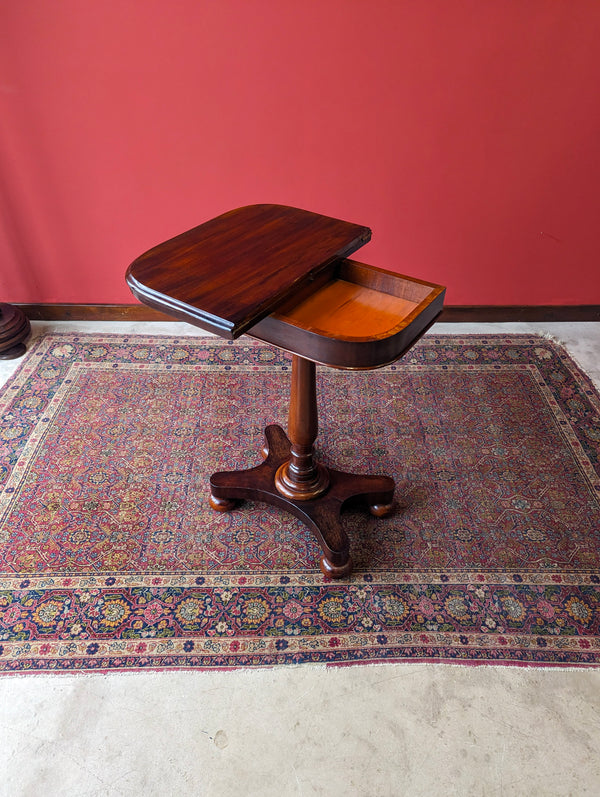 Antique Victorian Mahogany Small Fold Over Card Table / Games Table