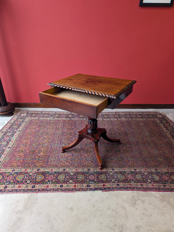 Antique Mid 19th Century Mahogany Pedestal Table with Drawer
