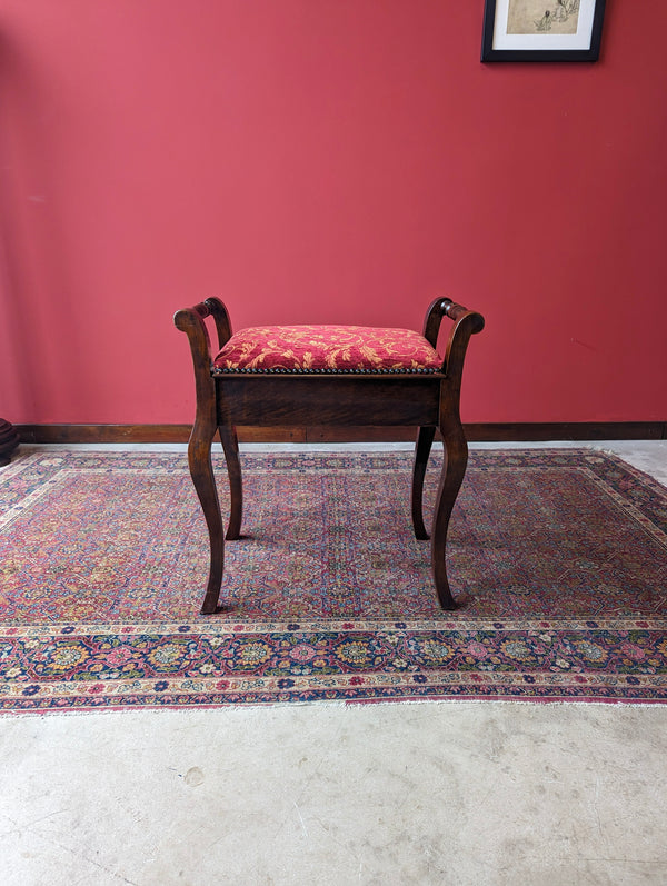 Antique Edwardian Mahogany Piano Stool with Storage