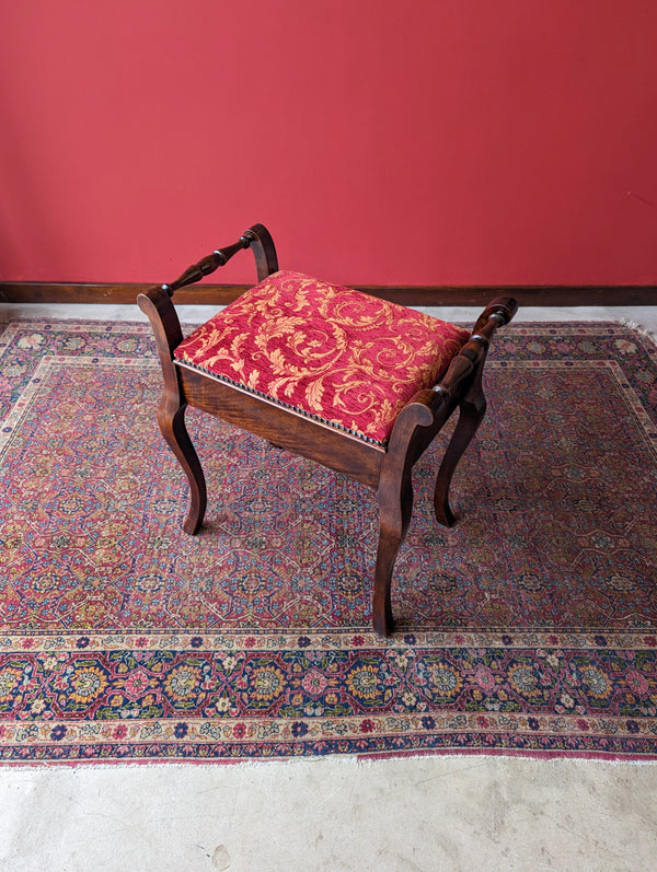 Antique Edwardian Mahogany Piano Stool with Storage