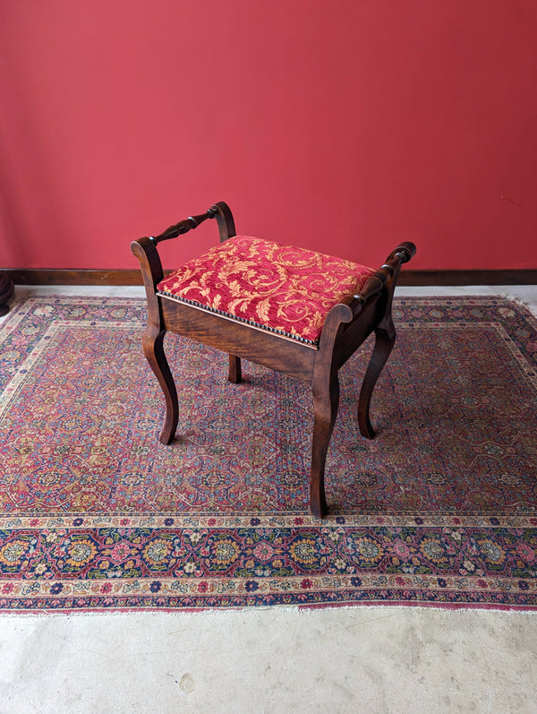 Antique Edwardian Mahogany Piano Stool with Storage