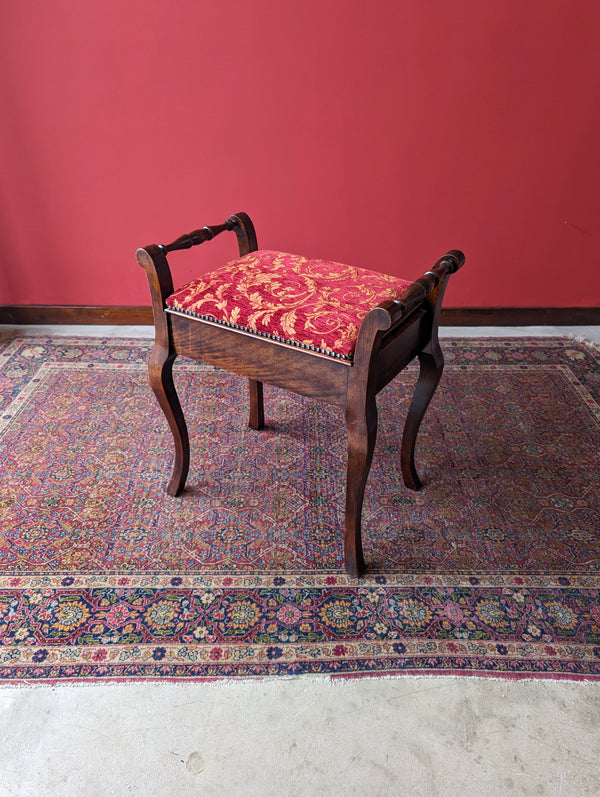 Antique Edwardian Mahogany Piano Stool with Storage