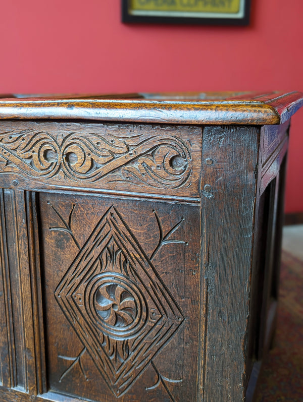 Antique Late 17th Century Oak Coffer / Blanket Box