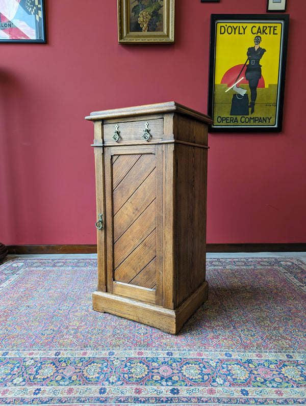 Antique Arts & Crafts Ash Pedestal Cupboard / Hall Table