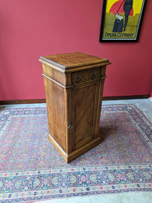 Antique Arts & Crafts Ash Pedestal Cupboard / Hall Table