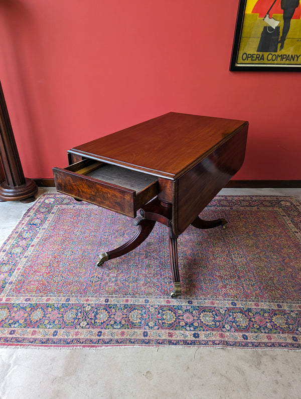 Antique 19th Century Regency Mahogany Pedestal Pembroke Table