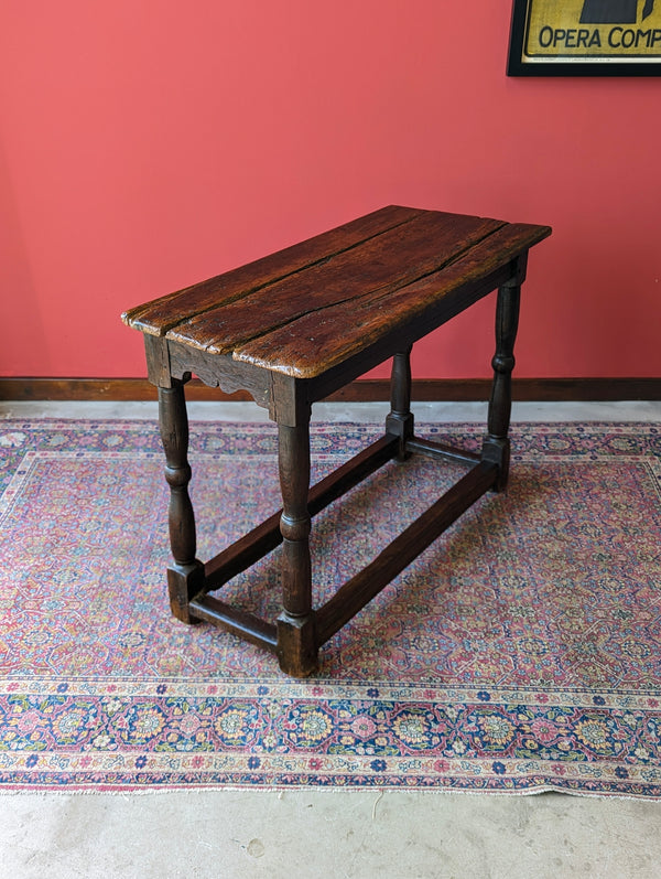 Antique 17th Century Oak & Elm Side Table