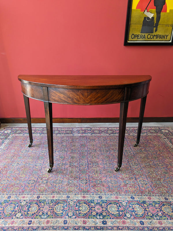 Antique Victorian Mahogany D-End / Demilune Side Table