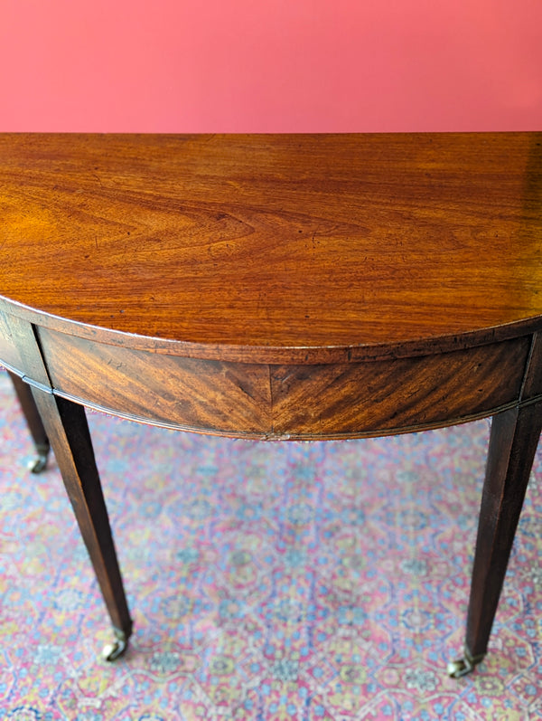 Antique Victorian Mahogany D-End / Demilune Side Table