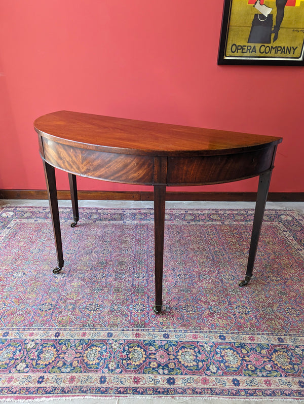 Antique Victorian Mahogany D-End / Demilune Side Table