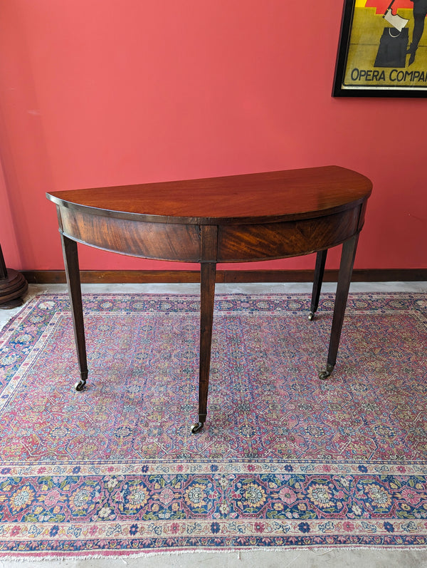 Antique Victorian Mahogany D-End / Demilune Side Table