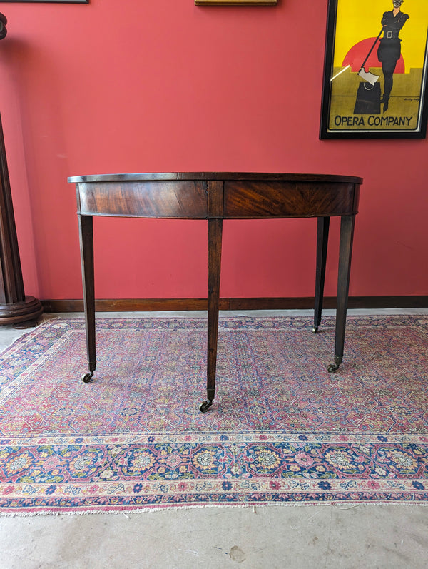 Antique Victorian Mahogany D-End / Demilune Side Table