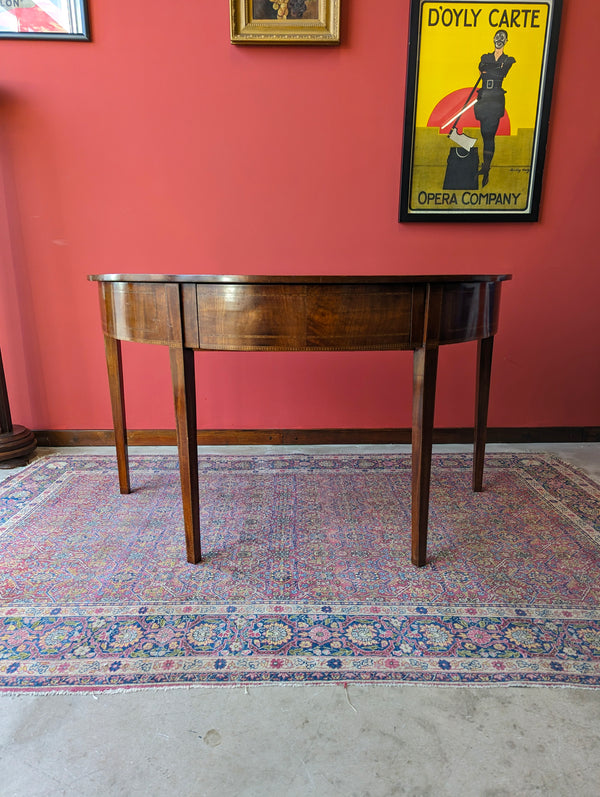 Antique Early 19th Century Mahogany Demilune Sheraton Style Console Table / Hall Table