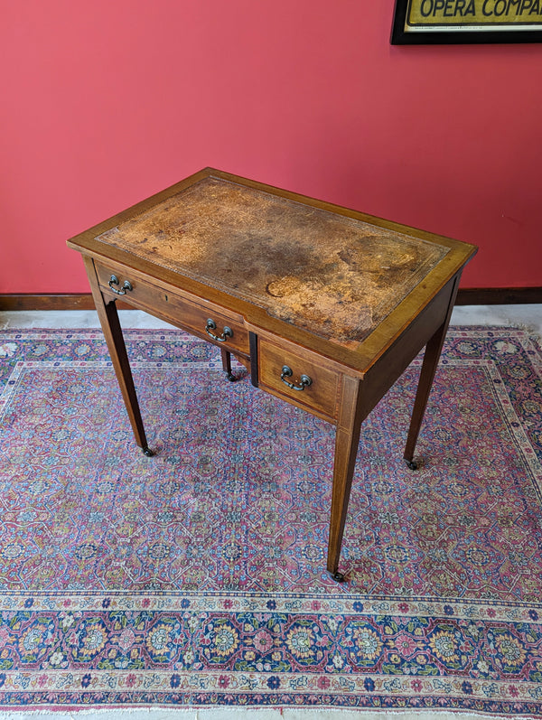 Antique Edwardian Mahogany Leather Topped Ladies Desk