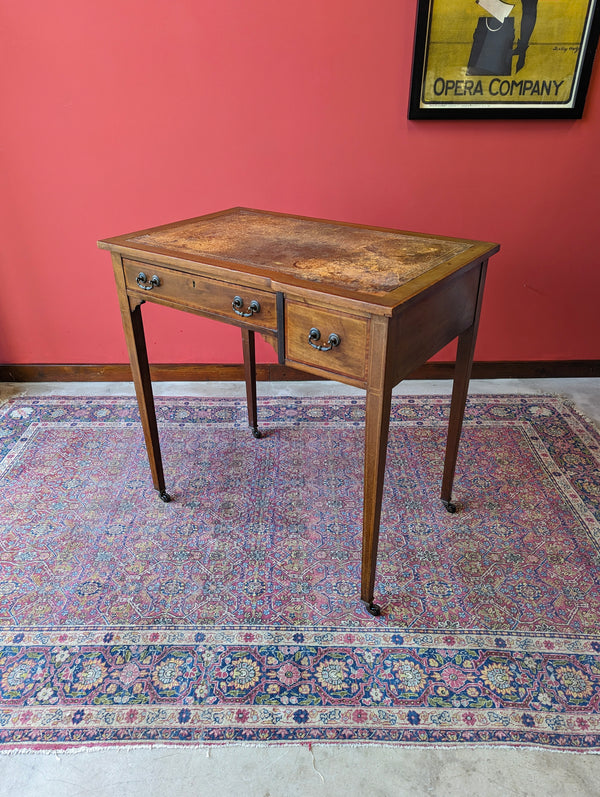 Antique Edwardian Mahogany Leather Topped Ladies Desk