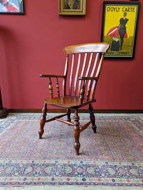 Antique 19th Century Elm & Beech Lath-back Windsor Chair
