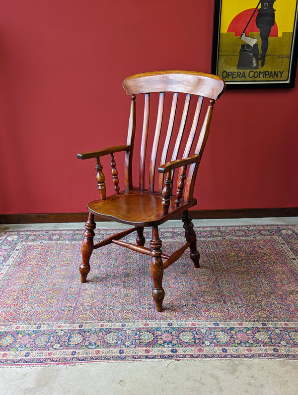 Antique 19th Century Elm & Beech Lath-back Windsor Chair