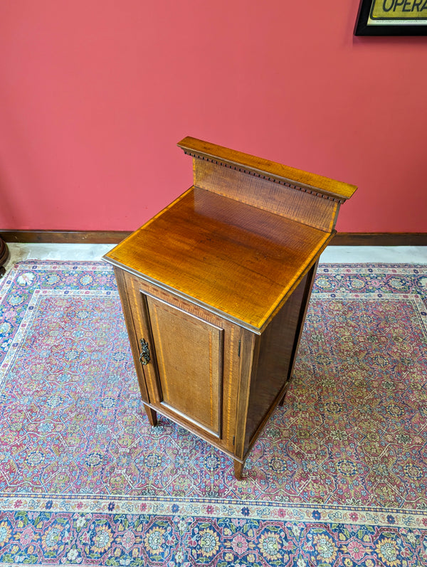 Antique Edwardian Inlaid Mahogany Bedside Pot Cupboard