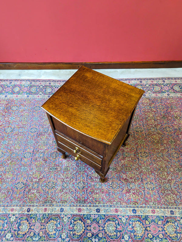 Antique Early 20th Century Oak Sewing Table / Bedside