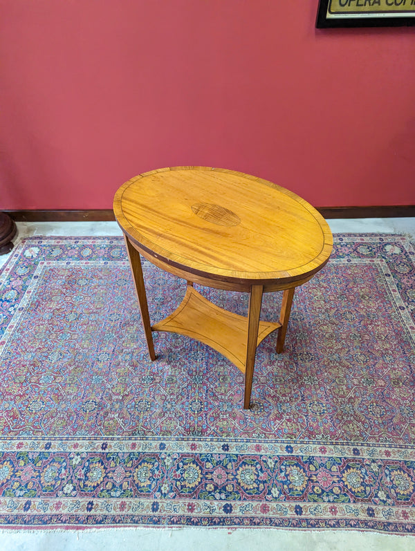 Antique Edwardian Yew Oval Occasional Table
