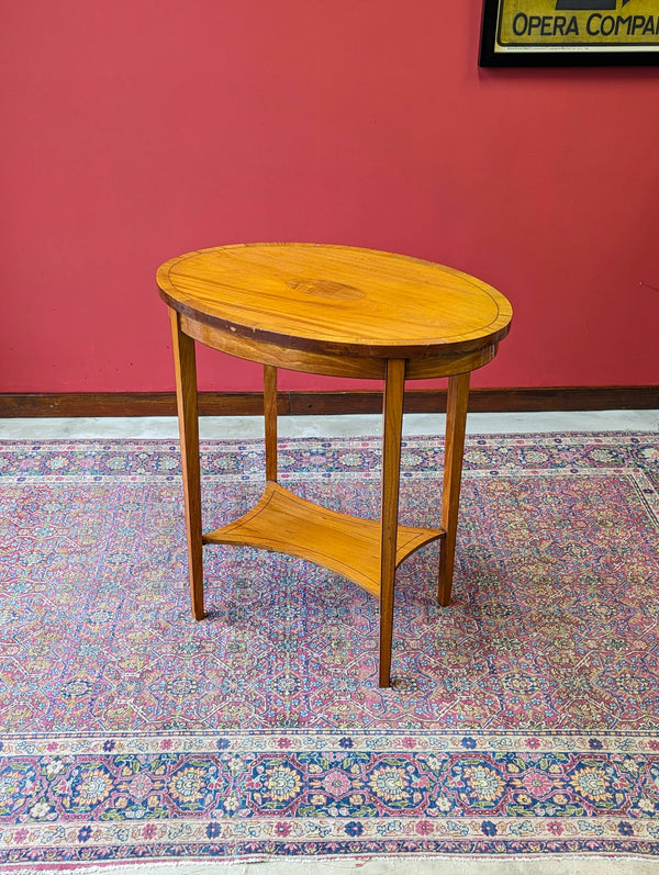 Antique Edwardian Yew Oval Occasional Table