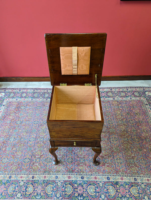 Antique Early 20th Century Mahogany Sewing Table / Bedside