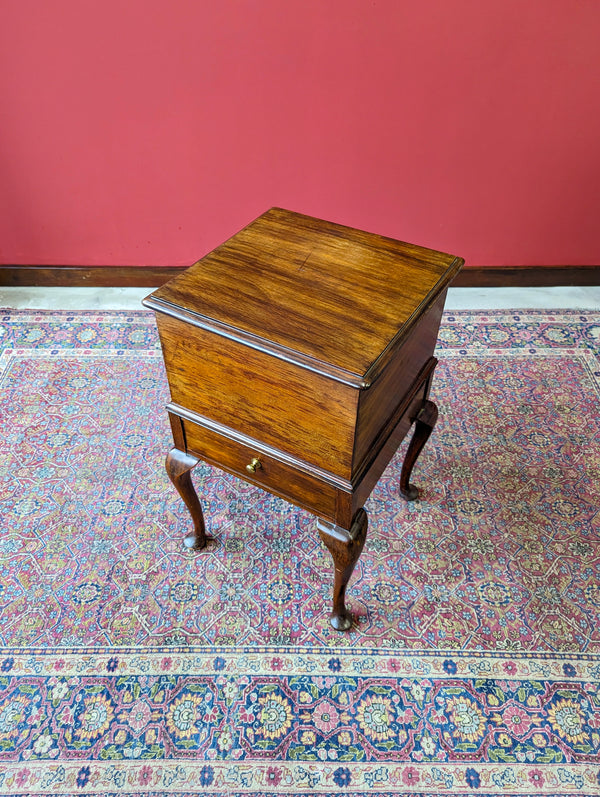 Antique Early 20th Century Mahogany Sewing Table / Bedside