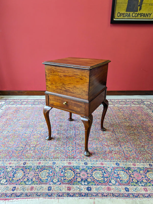 Antique Early 20th Century Mahogany Sewing Table / Bedside