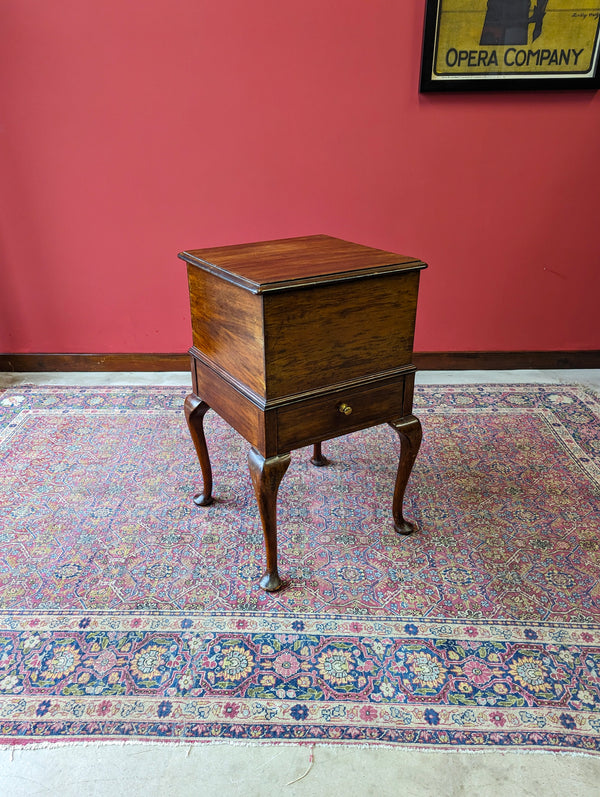 Antique Early 20th Century Mahogany Sewing Table / Bedside