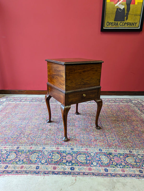 Antique Early 20th Century Mahogany Sewing Table / Bedside