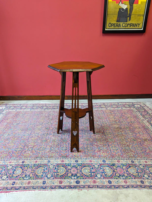 Antique Arts & Crafts Hexagonal Oak Occasional Table