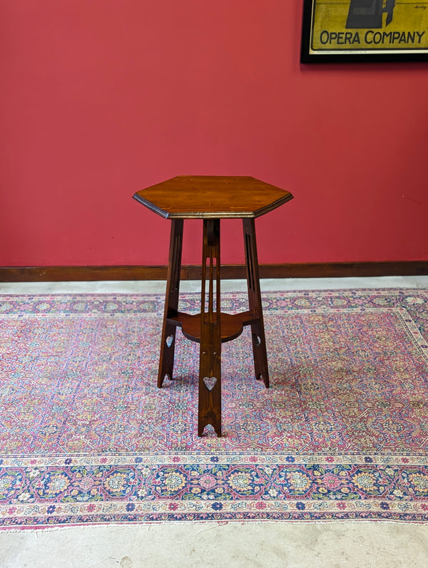 Antique Arts & Crafts Hexagonal Oak Occasional Table