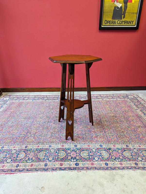 Antique Arts & Crafts Hexagonal Oak Occasional Table