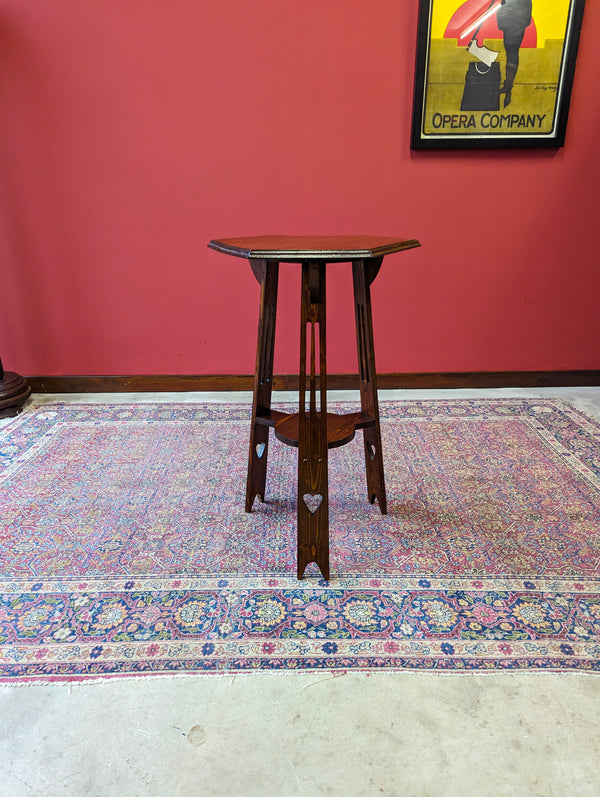 Antique Arts & Crafts Hexagonal Oak Occasional Table