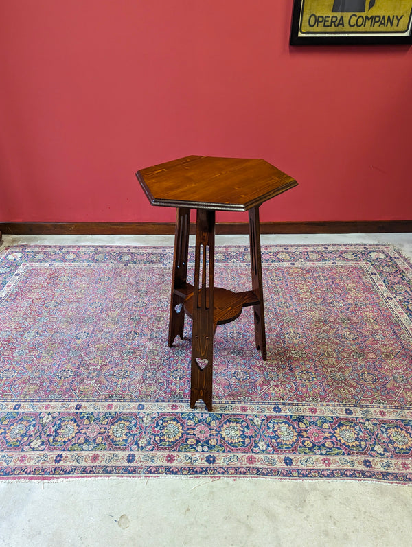 Antique Arts & Crafts Hexagonal Oak Occasional Table