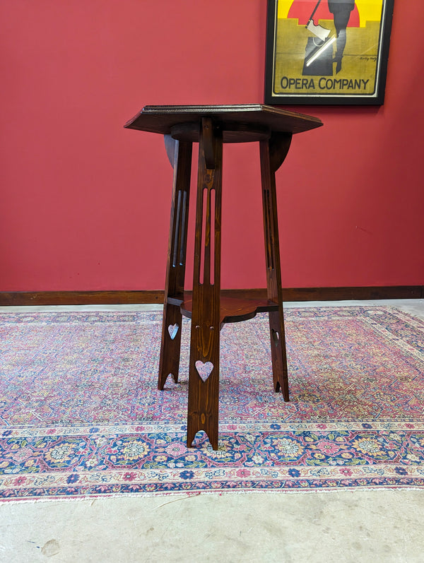 Antique Arts & Crafts Hexagonal Oak Occasional Table