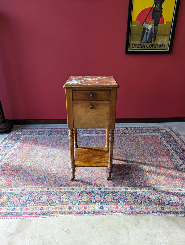 Antique 19th Century French Marble Topped Bedside Pot Cupboard