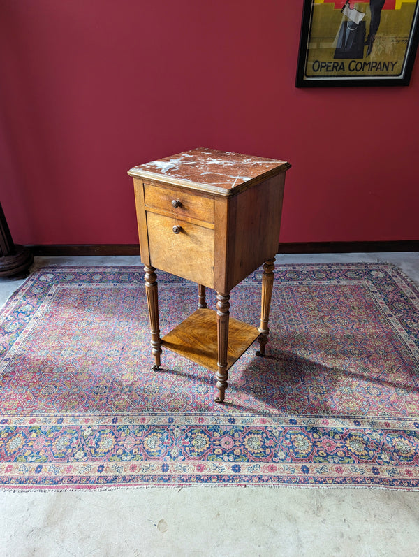 Antique 19th Century French Marble Topped Bedside Pot Cupboard