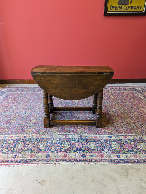 Antique 19th Century Oak Swivel Top Drop Leaf Occasional Table