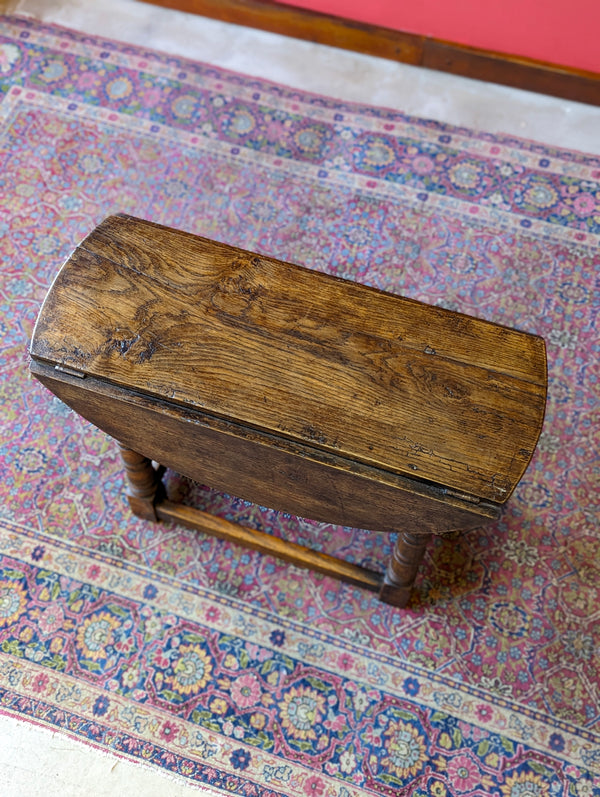 Antique 19th Century Oak Swivel Top Drop Leaf Occasional Table