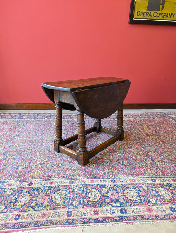 Antique 19th Century Oak Swivel Top Drop Leaf Occasional Table