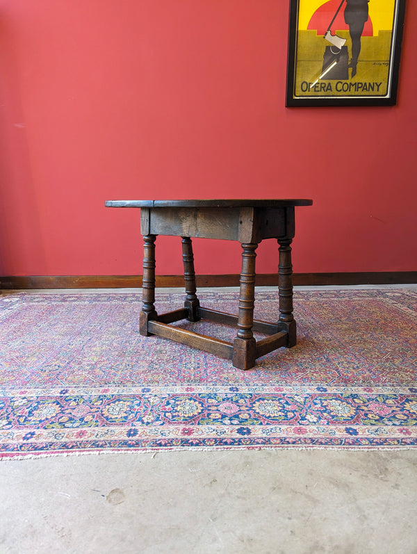 Antique 19th Century Oak Swivel Top Drop Leaf Occasional Table