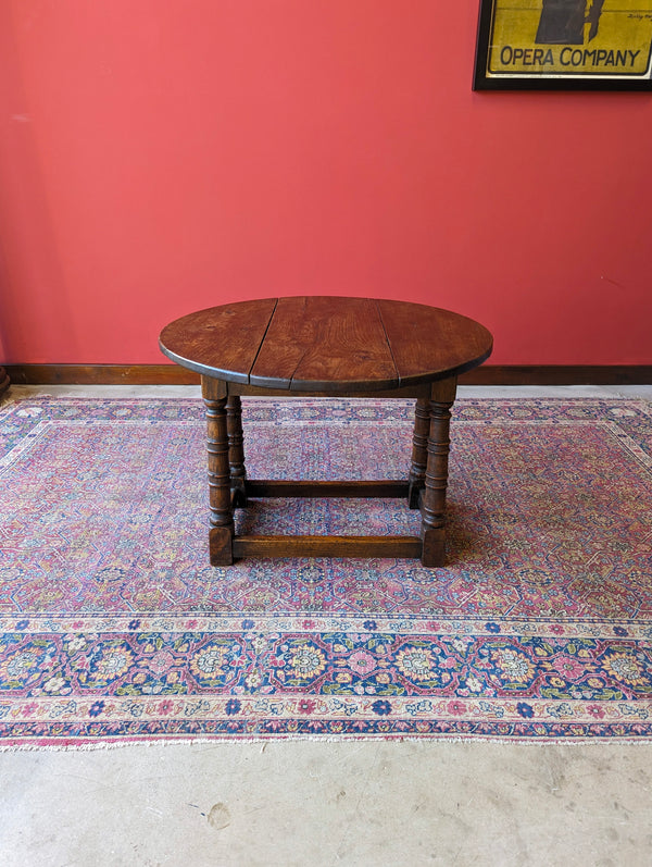 Antique 19th Century Oak Swivel Top Drop Leaf Occasional Table