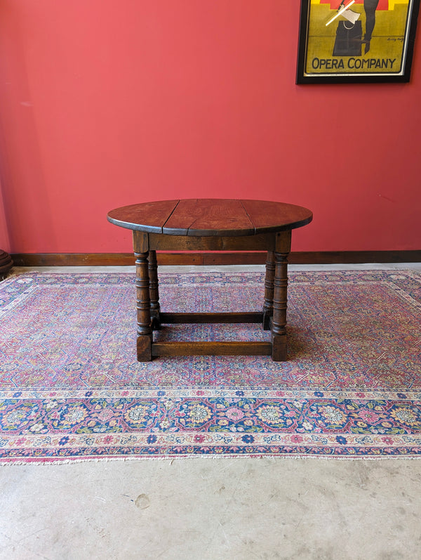 Antique 19th Century Oak Swivel Top Drop Leaf Occasional Table