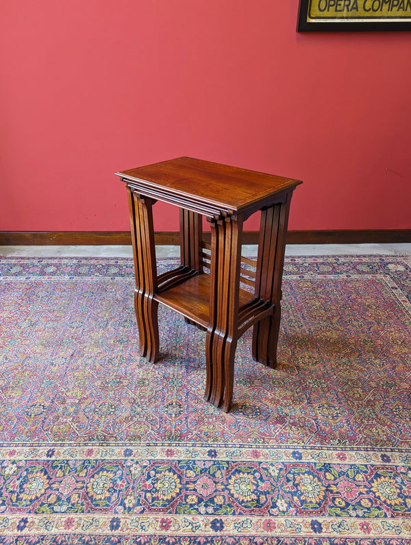 Antique Edwardian Inlaid Mahogany Quartetto Nest of Tables