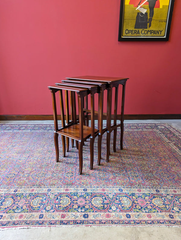 Antique Edwardian Inlaid Mahogany Quartetto Nest of Tables