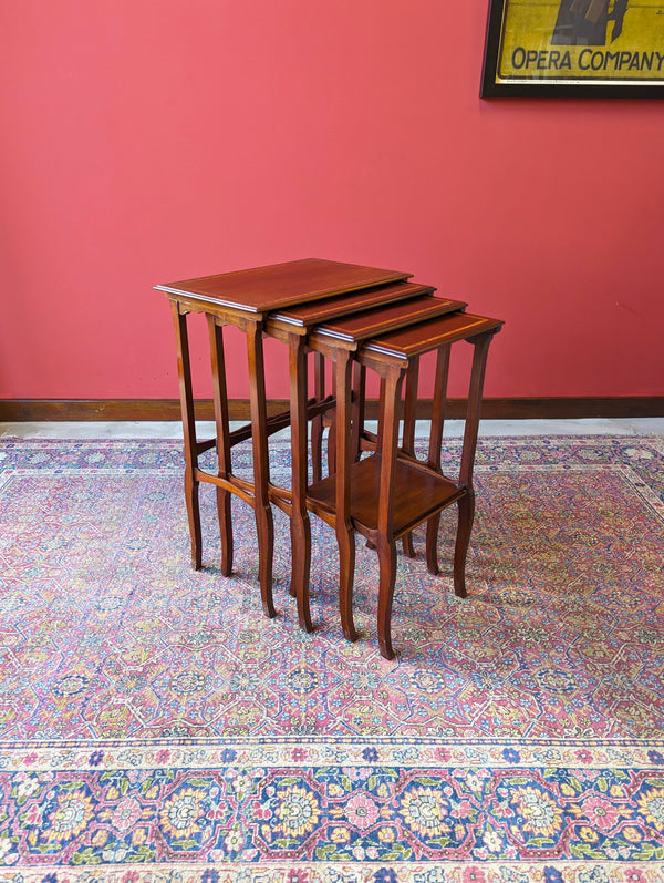 Antique Edwardian Inlaid Mahogany Quartetto Nest of Tables