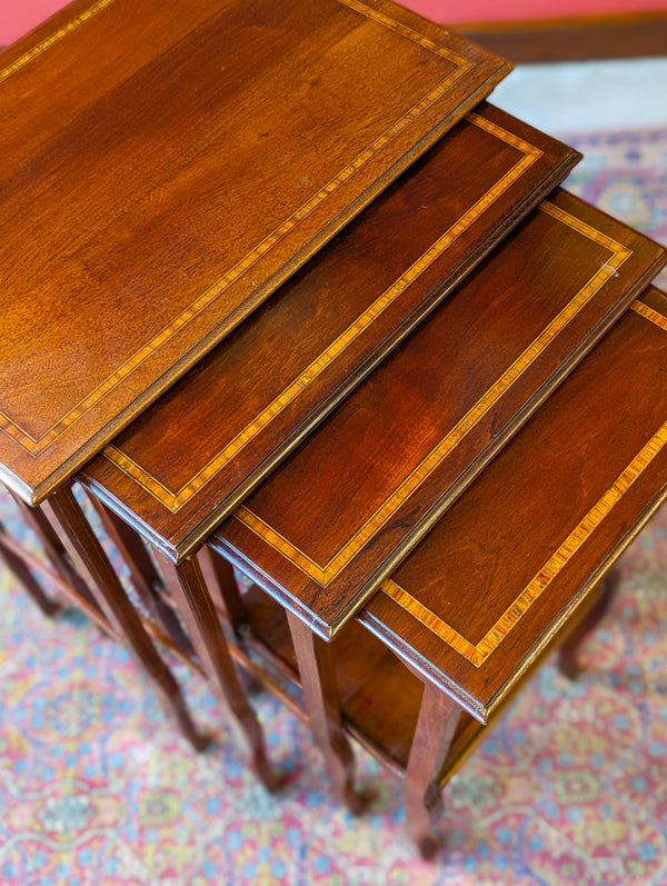 Antique Edwardian Inlaid Mahogany Quartetto Nest of Tables