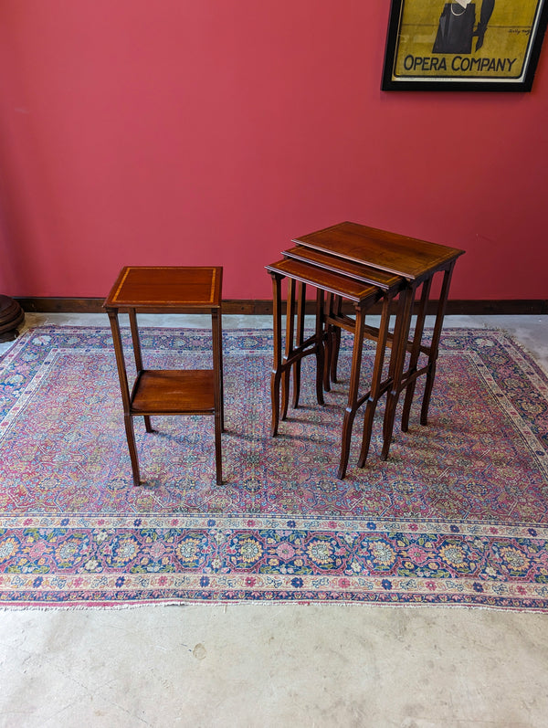 Antique Edwardian Inlaid Mahogany Quartetto Nest of Tables