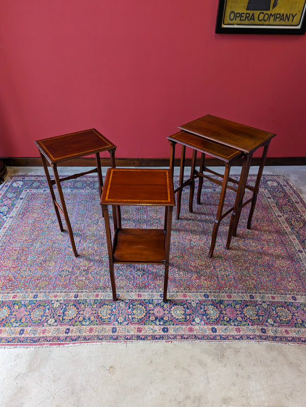 Antique Edwardian Inlaid Mahogany Quartetto Nest of Tables